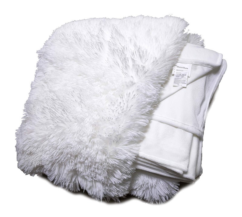MorroMorn 5 PCS Shaggy Duvet Cover Bedding Set - Long Faux Fur Luxury Ultra Soft (White, Full/Queen) - Image 5